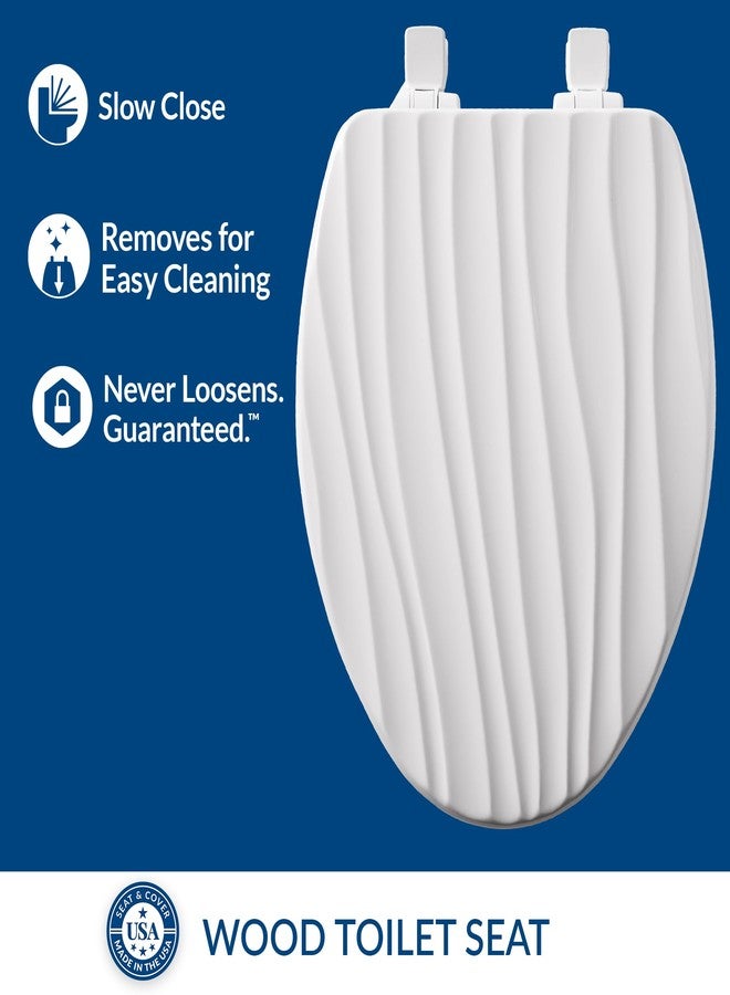 Mayfair Sculptured Rainfall Slow Close Toilet Seat, Easy Clean Hinges with Durable Wood Seat, Made in USA, Elongated, White - Image 3