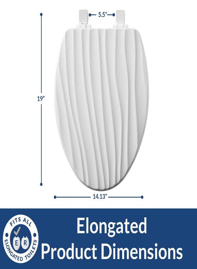 Mayfair Sculptured Rainfall Slow Close Toilet Seat, Easy Clean Hinges with Durable Wood Seat, Made in USA, Elongated, White - Image 4