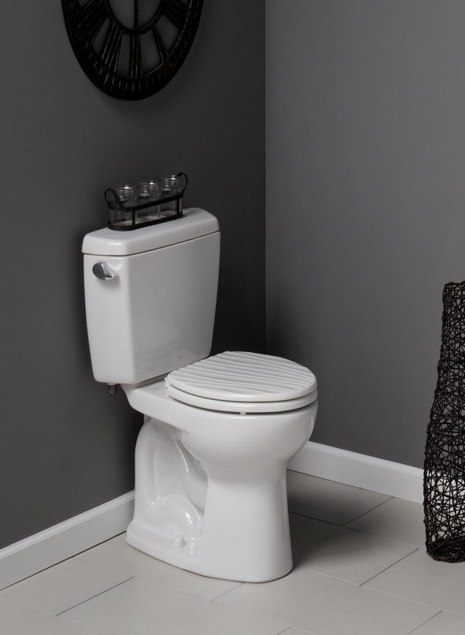 Mayfair Sculptured Rainfall Slow Close Toilet Seat, Easy Clean Hinges with Durable Wood Seat, Made in USA, Elongated, White - Image 2