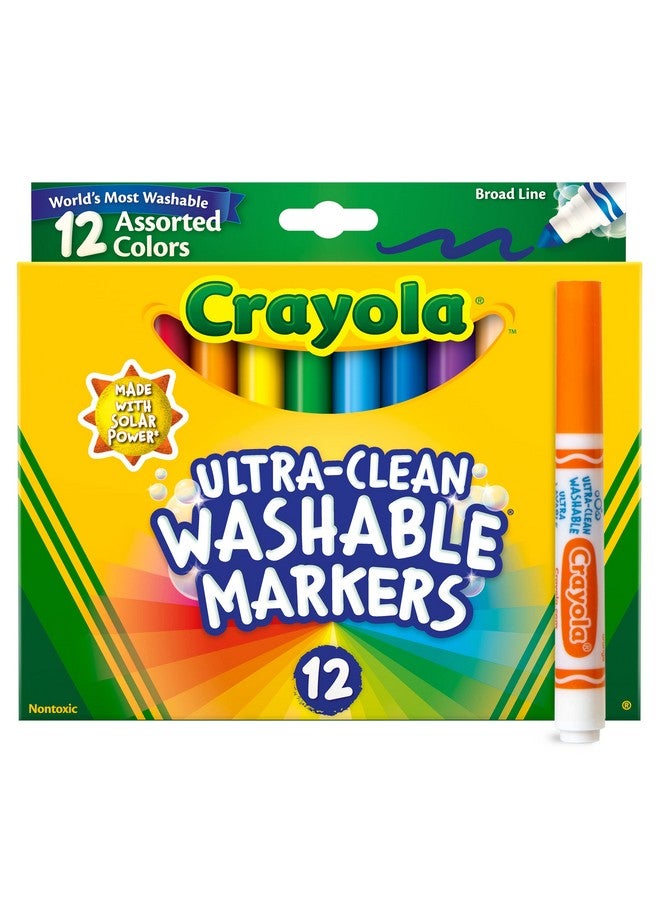 Crayola أقلام ماركر كرايولا القابلة للغسل الفائقة النظافة، 12 عدداً - Image 1