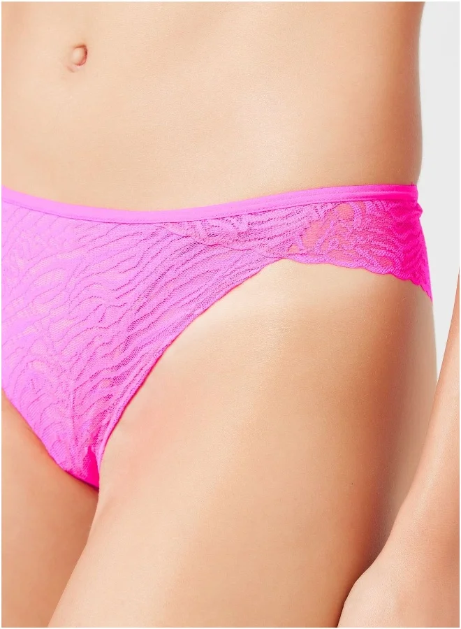 لا سينزا Lace Detail High Leg Brief