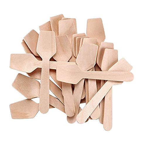 G1 G 1 Disposable Wooden Spoon Square end 95 mm | Mini Taster Spoon | Ice Cream Spoon | Pastry Spoon | Eco Friendly and bio degradable (Pack of 100) - Image 1
