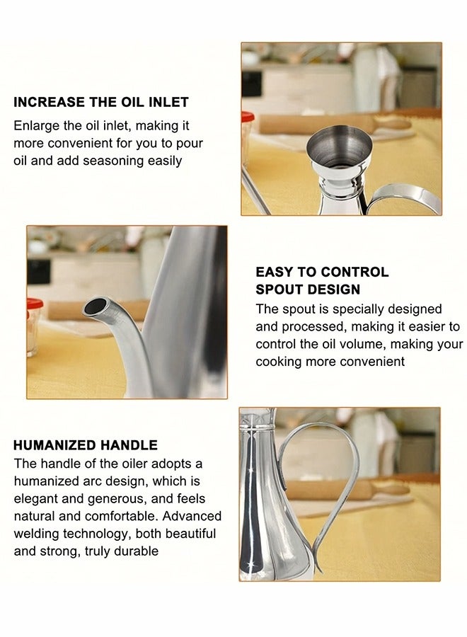 مانجي Stainless Steel Oil Dispenser Bottle Home Kitchen Oil Pot Filtering Oil Residue Oil Bottle - Image 3