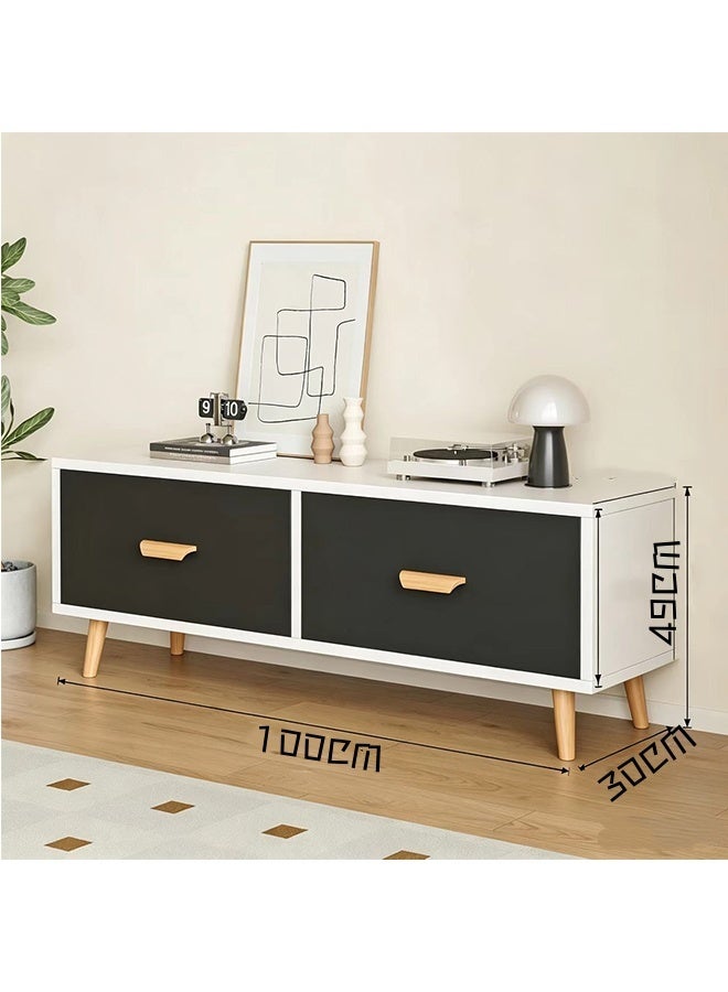 JCB CHIC TV Stand for 55/60 Inch TV，Modern TV Cabinet with 2 Drawers，Wooden TVs Console Table，Entertainment Center for Bedroom Living Room（100×30×49CM） - Image 2