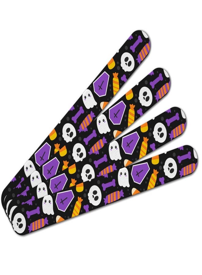 GRAPHICS & MORE Cute Halloween Candy Ghost Skull Pattern Double-Sided Nail File Emery Board Set 4 Pack - Image 1