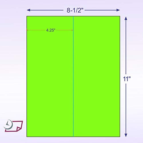 NextDayLabels 8-1/2 x 11" Neon Color High Light Fluorescent Labels for Laser & Inkjet Printer (Green Fluorescent, 4-1/4" x 11" - 2 Per Page | 50 Labels) - Image 2