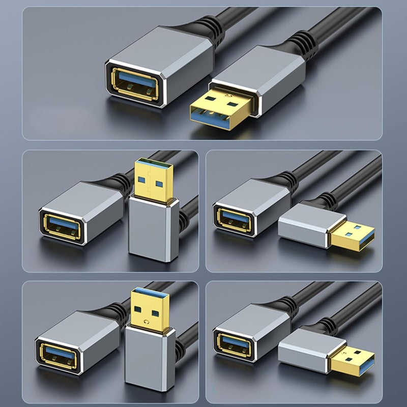 كابل تمديد USB 3.0 بموصلات زاوية قائمة، نقل بيانات بسرعة 5 جيجابت في الثانية للكاميرات والطابعات ولوحات المفاتيح ومشغلات الفلاش، سرعة نقل متوافقة مع الإصدارات السابقة للتحكم. - Image 5