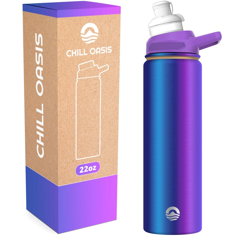 Chill Oasis Water Bottle | Compatible With Popular Flavor Cartridges | BPA Free, Leak Proof, Double-Walled Vacuum Insulated Stainless Steel, and Dishwasher Safe | Cold for 24 Hours (Aura, 22oz) - Image 1
