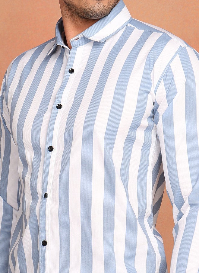 BADLAND Men Relaxed Striped Casual Shirt - Image 5