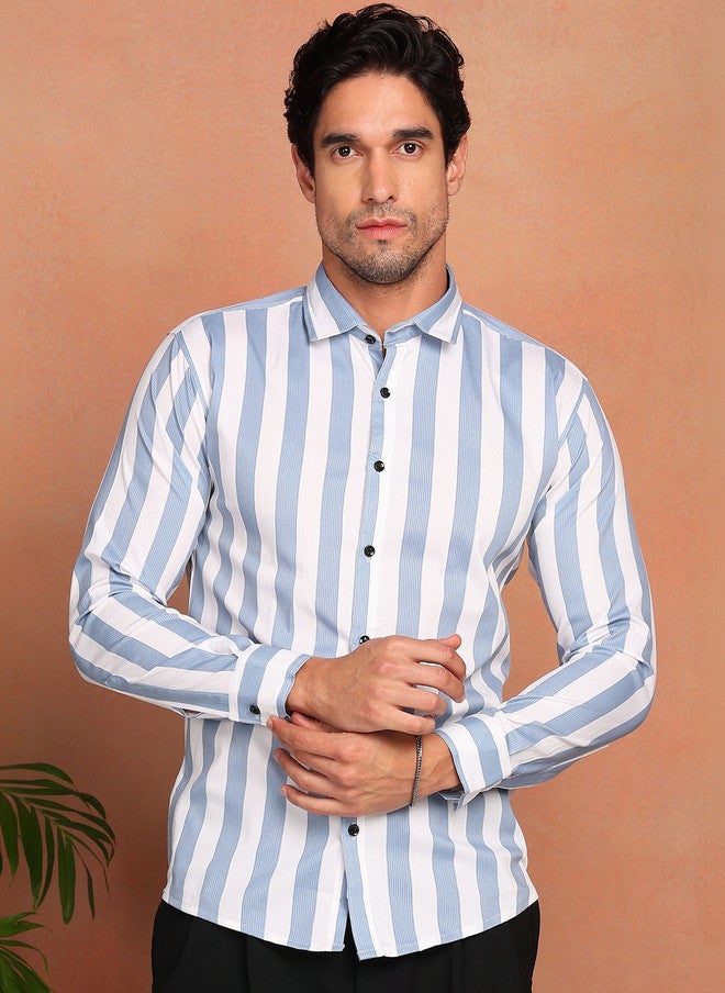BADLAND Men Relaxed Striped Casual Shirt - Image 1