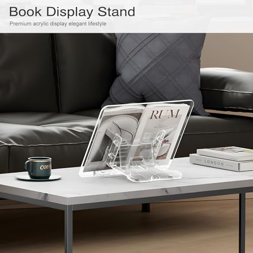upergo Acrylic Book Stand, Angle Adjustable Book Display Stand,Foldable Cookbook Stand, Lightweight Book Holder for Magazines, Laptop, Recipe, Textbook - Image 3