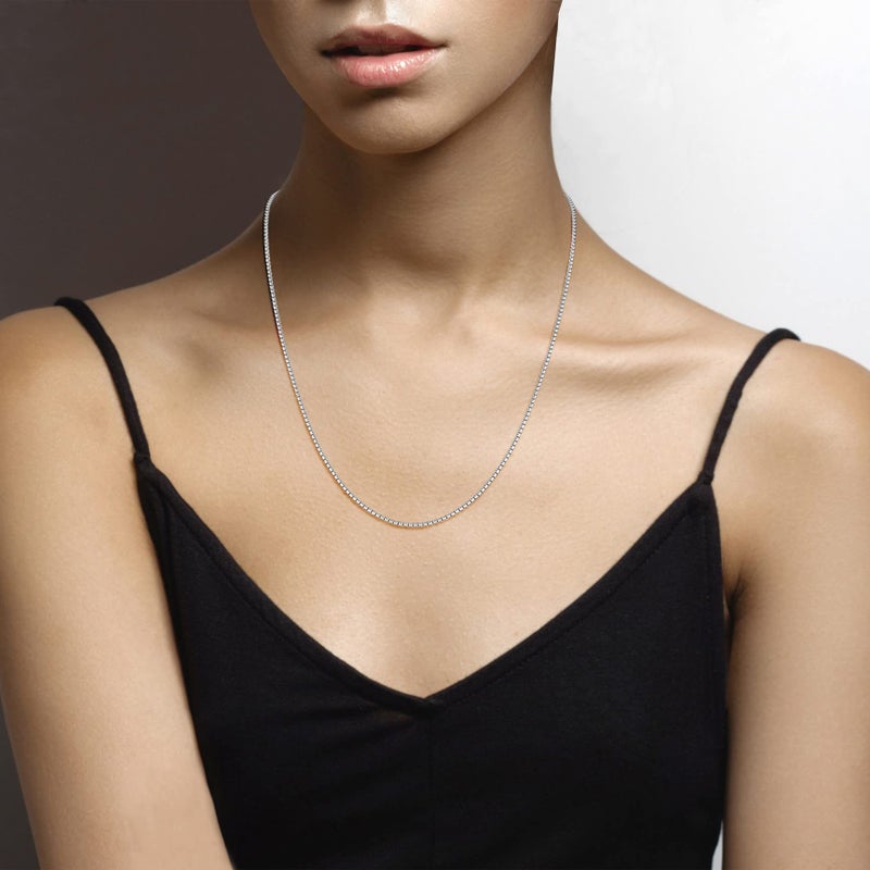 Miabella Italian 925 Sterling Silver Solid 2mm Round Box Chain Necklace for Women Men, Made in Italy (sterling silver, Length 22 Inches) - Image 3