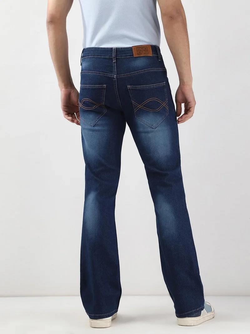 Urbano Fashion  Urbano Fashion Men's Blue Washed Bootcut Jeans Stretchable  | Best Price UAE