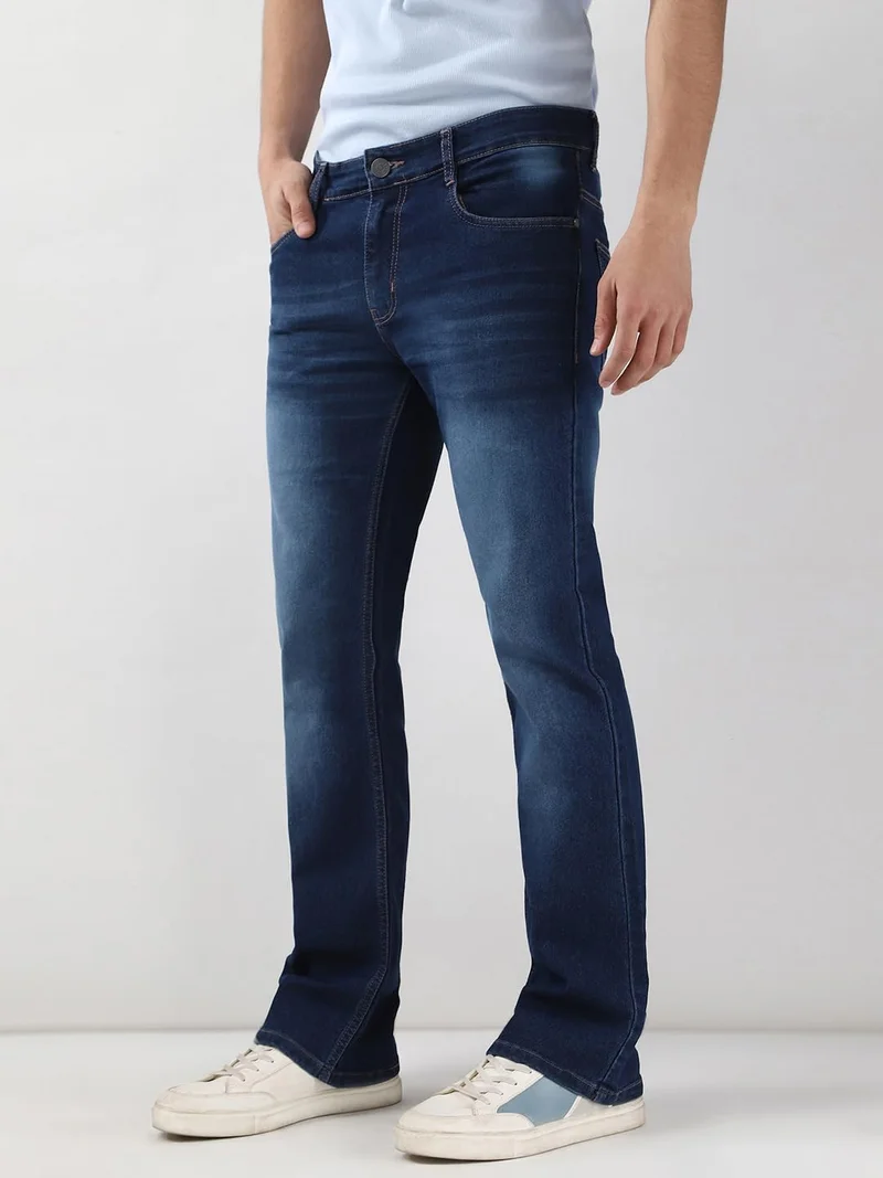 Urbano Fashion  Urbano Fashion Men's Blue Washed Bootcut Jeans Stretchable  | Best Price UAE