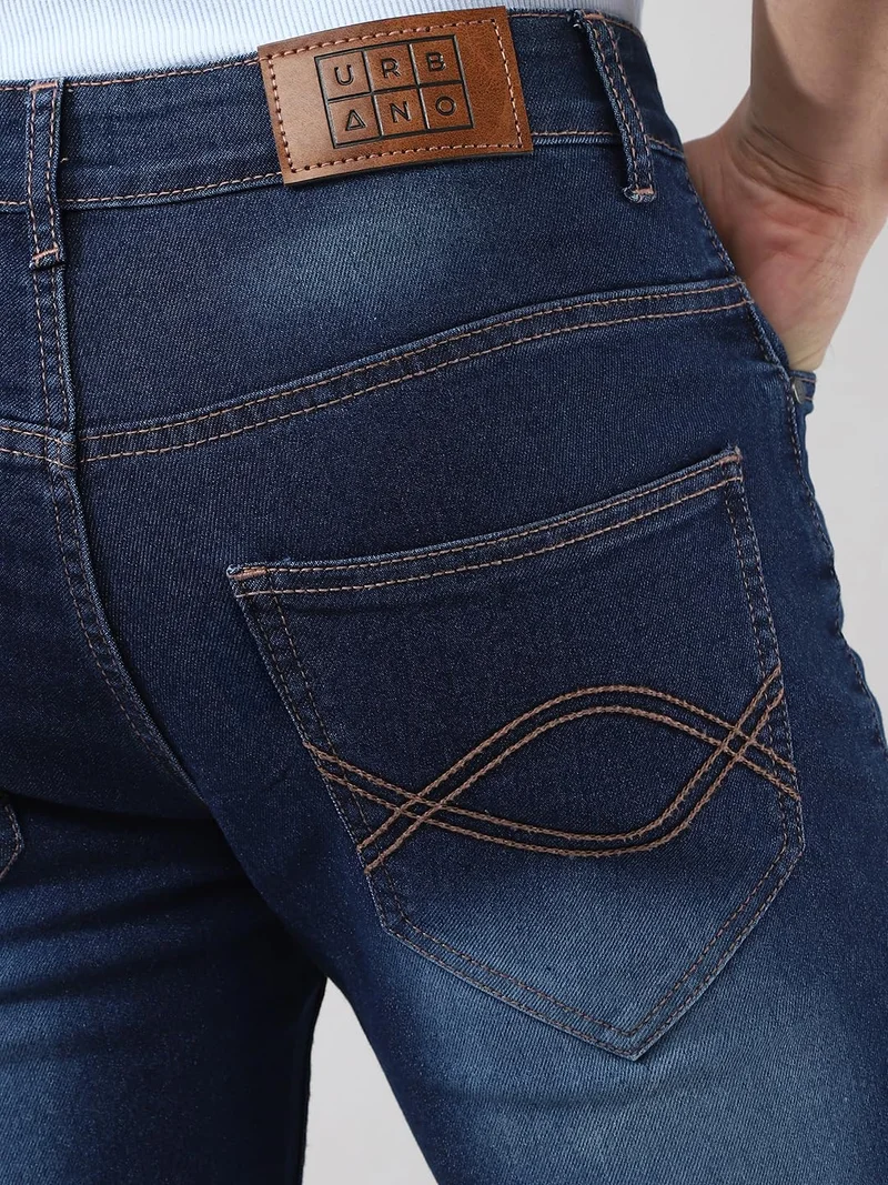 Urbano Fashion  Urbano Fashion Men's Blue Washed Bootcut Jeans Stretchable  | Best Price UAE