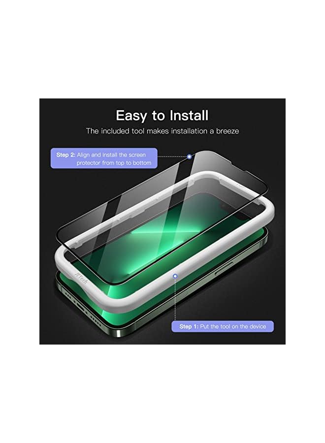 جي تيك واقي شاشة التغطية الكامل لـ iPhone 13/13 Pro 6.1 بوصة ، فيلم زجاجي مئم Black Edge مع أداة تثبيت سهلة ، ودية ، واضحة ، واضحة ، 3 عبوات - Image 3