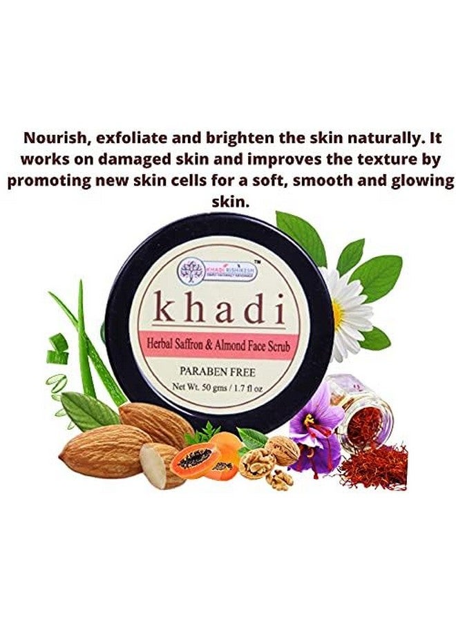 KHADI RISHIKESH Herbal Saffron Almond Face Scrub for Tan Removal | Reduce Blackhead & Whitehead Suitable for All Skin Types | Skin Lightening & Exfoliating Scrub for Women and Men | Paraben-Free, 50g - Image 2