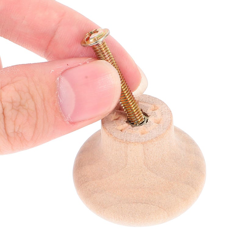 مقابض وخزائن خزانة من خشب الزان الطبيعي مقاس 35 مم، 12 مجموعة، مسامير M4، أجهزة الأثاث - Image 4