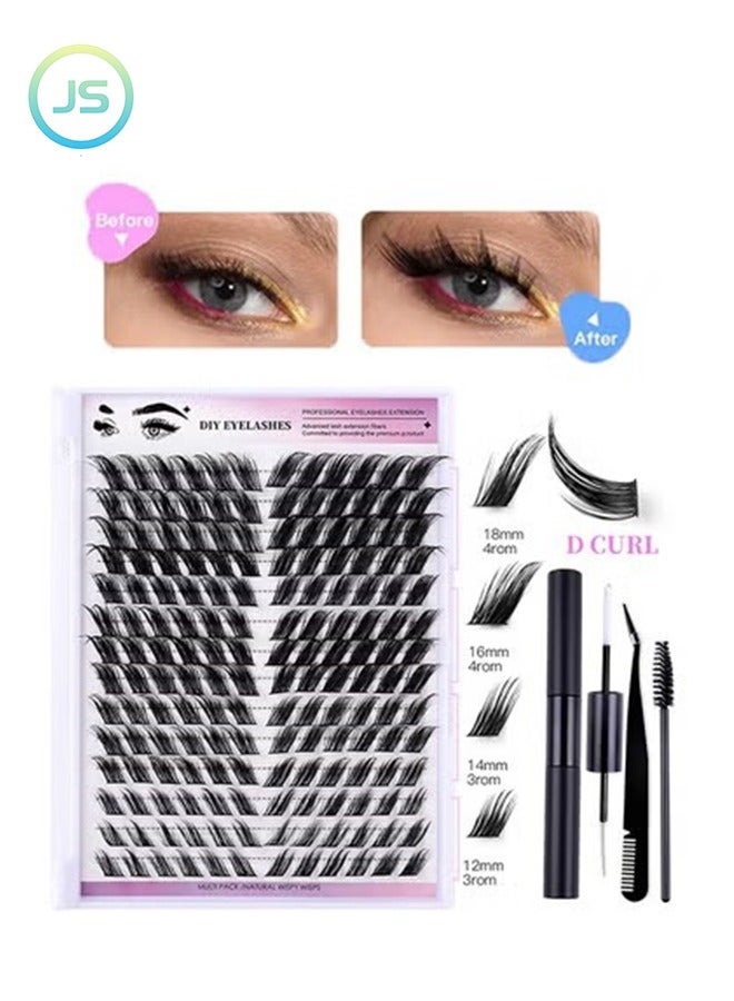 جي أس رموش كاذبة 168 مجموعات من مجموعات مفردة مع الشعر الطائر الزاوي طبيعي ورقيق ذاتي مقطع رموش DIY Set, Natural Look Effect Black فردي رموش خاطئة - Image 1