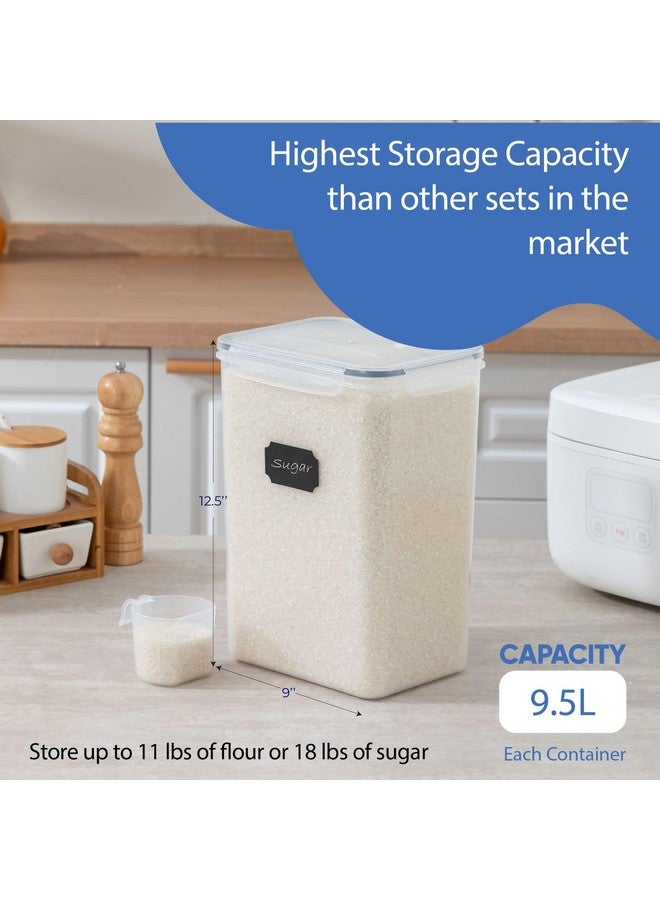 Chef's Path Airtight Food Storage Containers with Measuring Cups, Set of 2, 9.5L, 320Oz, Spacious, Leakproof Design Pantry Canisters for Flour, Sugar, and Bulk Food Storage - Transparent - Image 1
