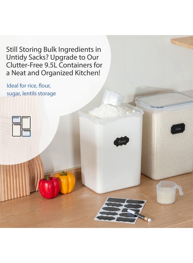 Chef's Path Airtight Food Storage Containers with Measuring Cups, Set of 2, 9.5L, 320Oz, Spacious, Leakproof Design Pantry Canisters for Flour, Sugar, and Bulk Food Storage - Transparent - Image 2