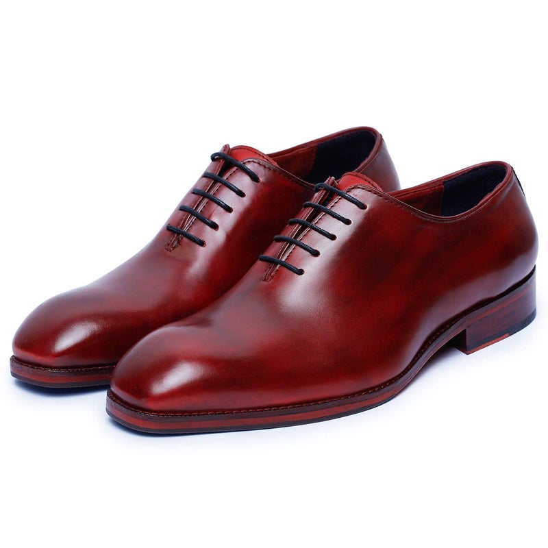 Lethato Handcrafted Wholecut Oxford Mens Genuine Leather Lace Up Dress Shoes Wine Red1
