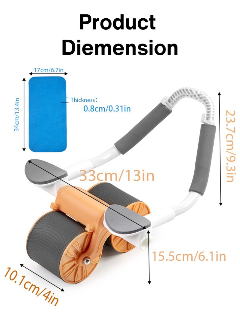 Abs Exercise Wheel Roller Abdominal Exerciser with Elbow Support Adjustable Spring Non Slip Handles for Men and Women Core Strength Training Home Workouts Timer Automatic Rebound