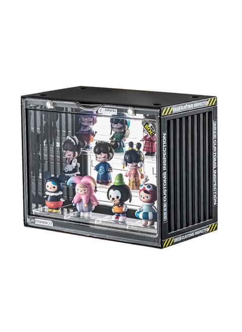 Acrylic Display Case Stand for Figures Unique Design 3 Tier Display Box for Collectibles Stackable Dustproof Clear Display Stand for Pop Mart Action Figures（Black）