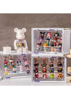 Hihonor Acrylic Display Case Stand for Figures Unique Design 3 Tier Display Box for Collectibles Stackable Dustproof Clear Display Stand for Pop Mart Action Figures（Black）  - Image 3