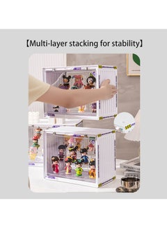 Hihonor Acrylic Display Case Stand for Figures Unique Design 3 Tier Display Box for Collectibles Stackable Dustproof Clear Display Stand for Pop Mart Action Figures（Black）  - Image 5