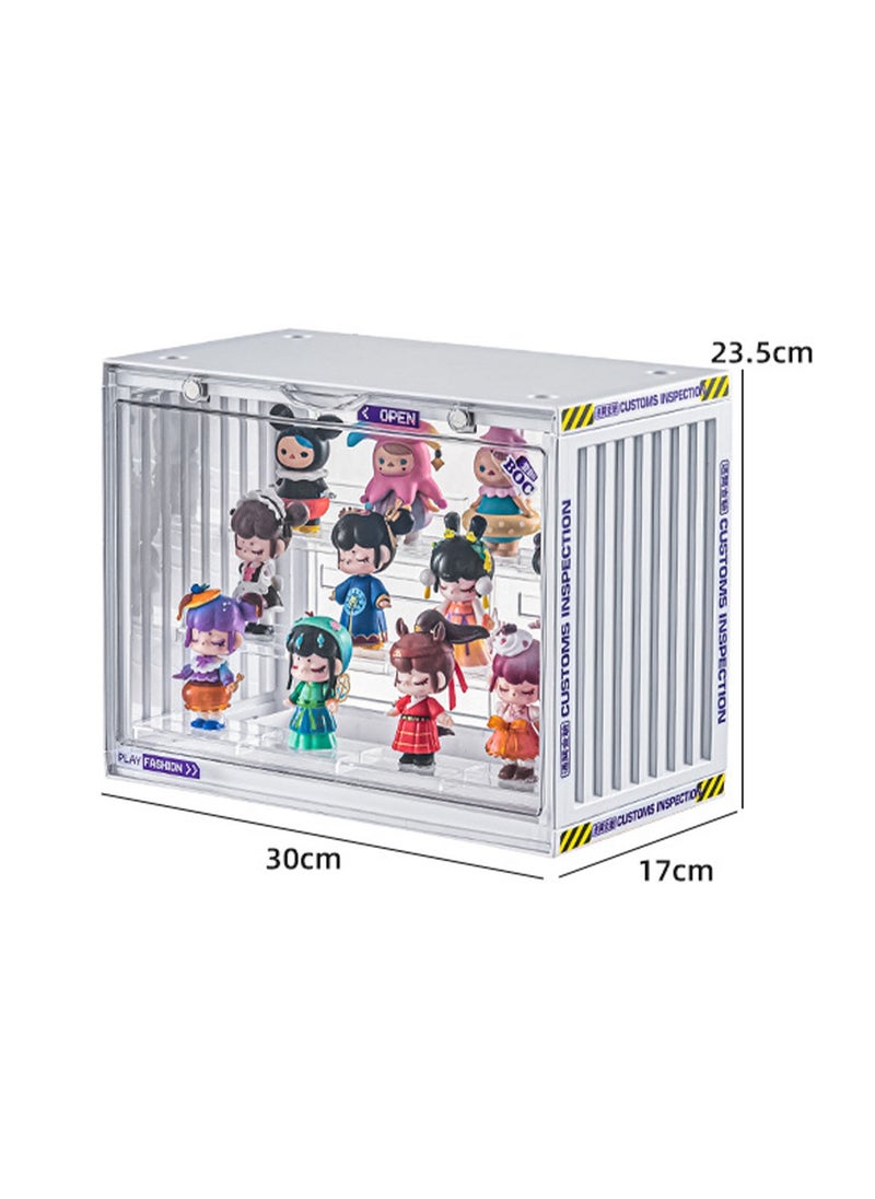 Hihonor - Acrylic Display Case Stand for Figures Unique Design 3 Tier Display Box for Collectibles Stackable Dustproof Clear Display Stand for Pop Mart Action Figures（Black） - Image 1