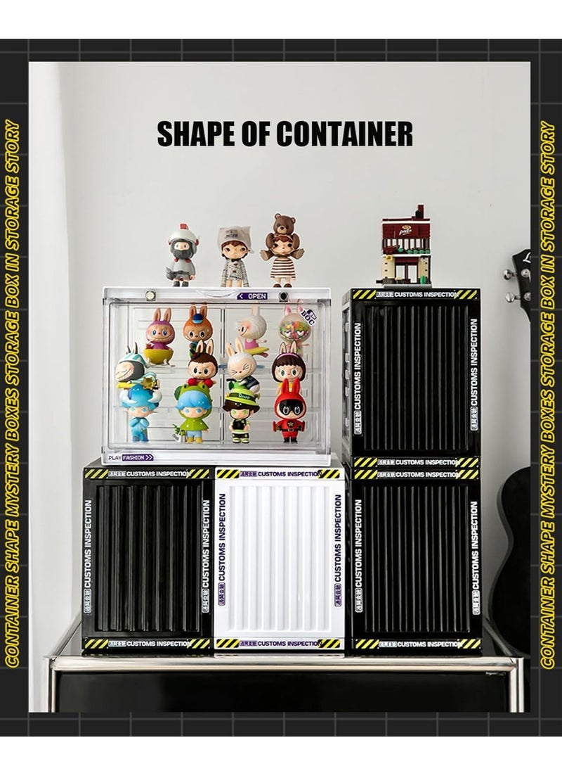 Hihonor - Acrylic Display Case Stand for Figures Unique Design 3 Tier Display Box for Collectibles Stackable Dustproof Clear Display Stand for Pop Mart Action Figures（Black） - Image 1