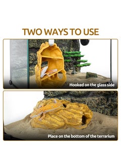 REPTIZOO REPTIZOO Reptile Hide Hookable Multi-Levels Hideout Resin Reptile Cave Bearded Dragon Hideout Reptile Terrarium Accessories Decor for Reptiles, Amphibians, Snakes, Lizards,Leopard Gecko  - Image 5