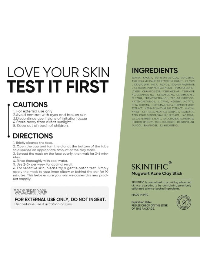 SKINTIFIC Mugwort Clay Stick Mask for Face, Redness Soothing & Breakout Control with Centella and Salicylic Acid, Gentle Exfoliating, Vegan Skincare, Wash-Off Facial Mud Mask |40g - Image 5