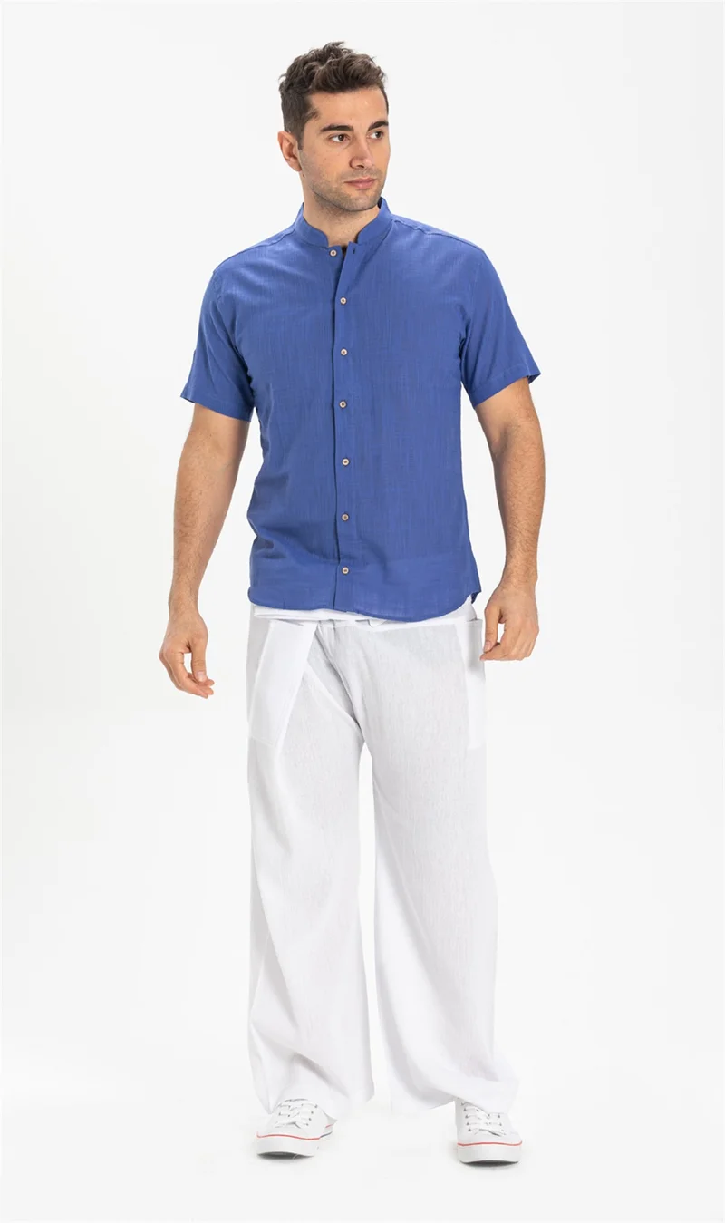 اليش شيل بيزي Short Sleeve Şile Cloth Bodrum Men's Shirt Saks 3050