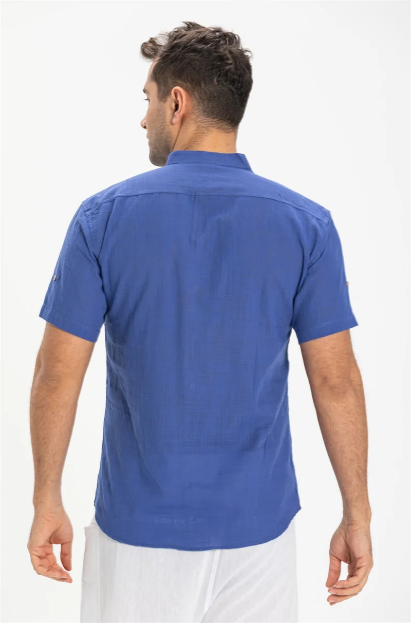اليش شيل بيزي Short Sleeve Şile Cloth Bodrum Men's Shirt Saks 3050