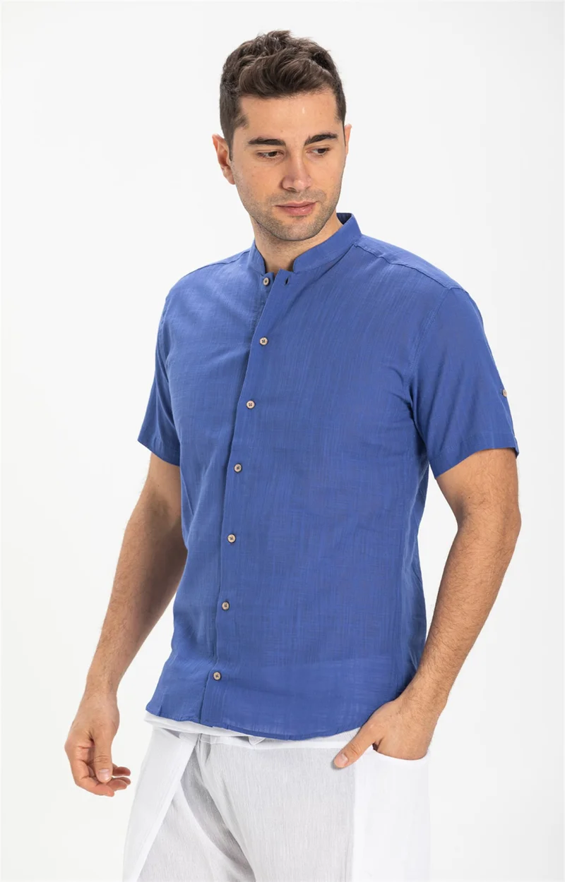 اليش شيل بيزي Short Sleeve Şile Cloth Bodrum Men's Shirt Saks 3050