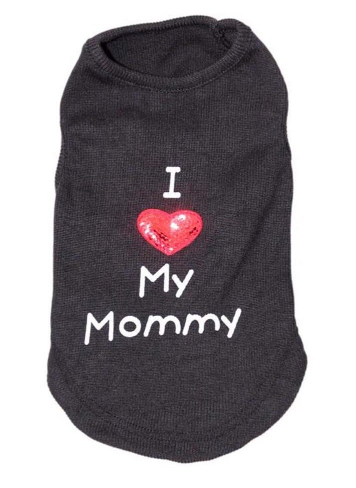 Petsary - I Love My Mommy Dog Shirts Cat Shirts Dog Clothes Clothes Dog Costume Cute Heart Sequins for Small Dogs Black - Image 1