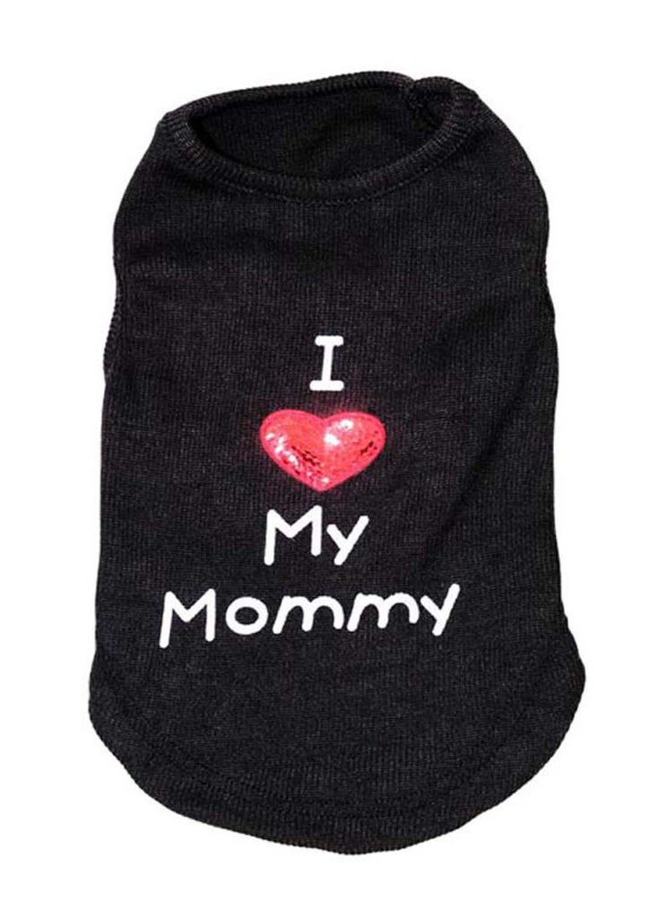 Petsary - I Love My Mommy Dog Shirts Cat Shirts Dog Clothes Clothes Dog Costume Cute Heart Sequins for Small Dogs Black - Image 1