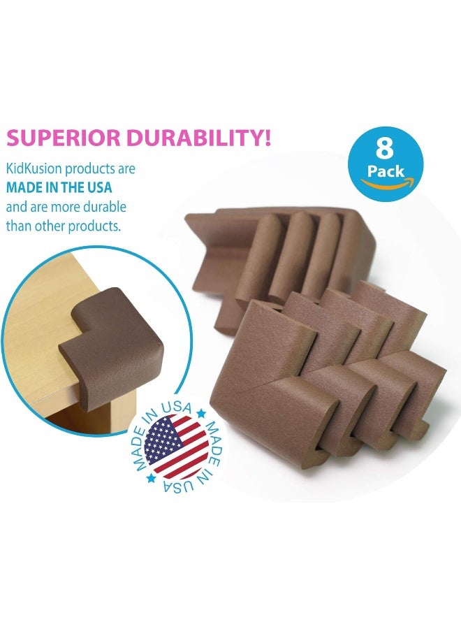 KidKusion Corner Cushion | Made in USA | Brown | 8 Pack | Furniture and Corner Protector - Image 3