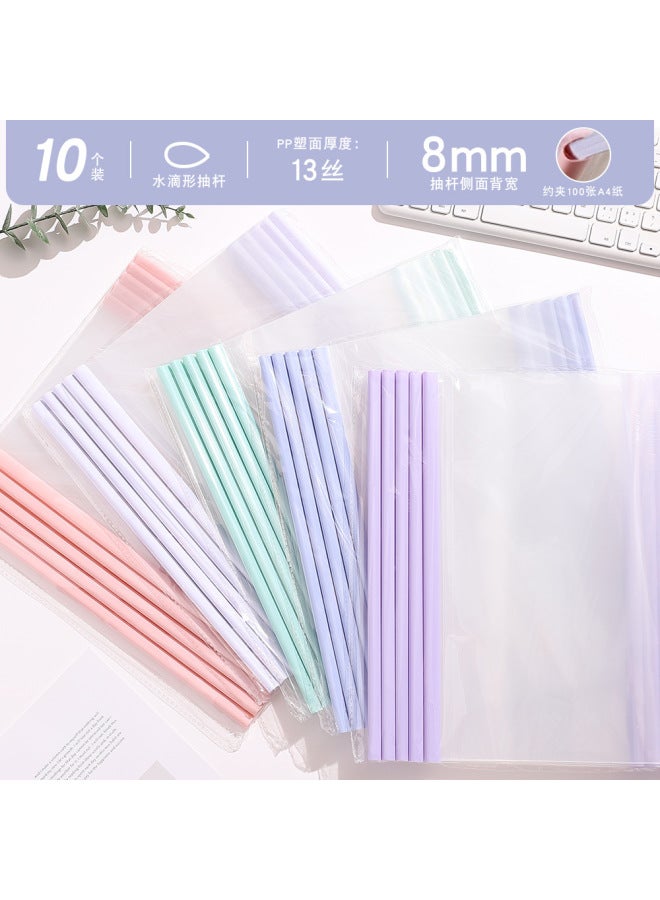 Morandi Color Rod Clip Cust A4 Rod Clip Thickeneded Large Capacity Student Transparent Test Paper Triangle Rod Folder - Image 1