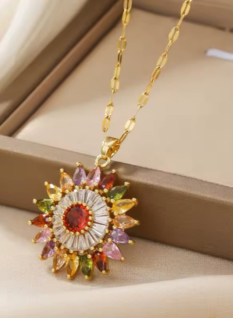 sixtyfour Elegant Stainless Steel Gold Plated Necklace For Women - Image 3