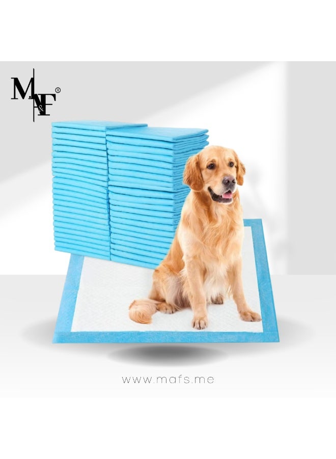 م.ا & ف'س وسادات بول سريعة الجفاف مضادة للتسرب، ماصة للاستخدام مرة واحدة، وسادات تدريب للحيوانات الأليفة للاستخدام مرة واحدة مع 5 طبقات عالية الامتصاص، وسادات جرو لتدريب الحيوانات الأليفة على استخدام المرحاض 45 × 60 سم، 50 قطعة - Image 1