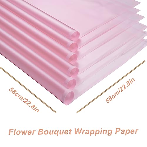 VOWOVOSDAY 20 Pcs Flower Wrapping Paper,Waterproof Gift Wrapping Paper 23x23Inch Used for DIY Crafts,Valentine's Day,Birthday,Mother's Day Floral Paper(Pink02) - Image 3
