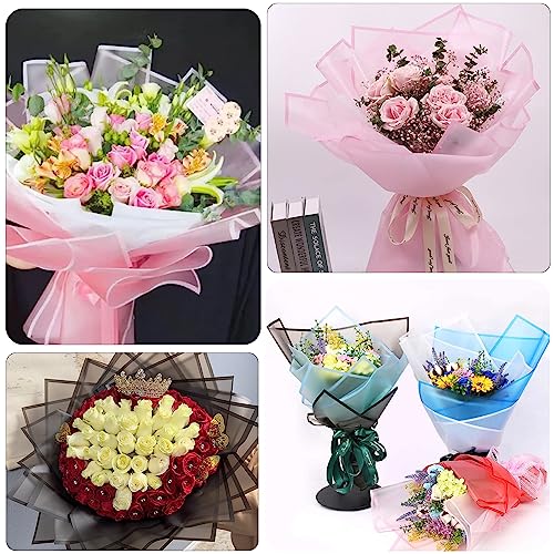VOWOVOSDAY 20 Pcs Flower Wrapping Paper,Waterproof Gift Wrapping Paper 23x23Inch Used for DIY Crafts,Valentine's Day,Birthday,Mother's Day Floral Paper(Pink02) - Image 4