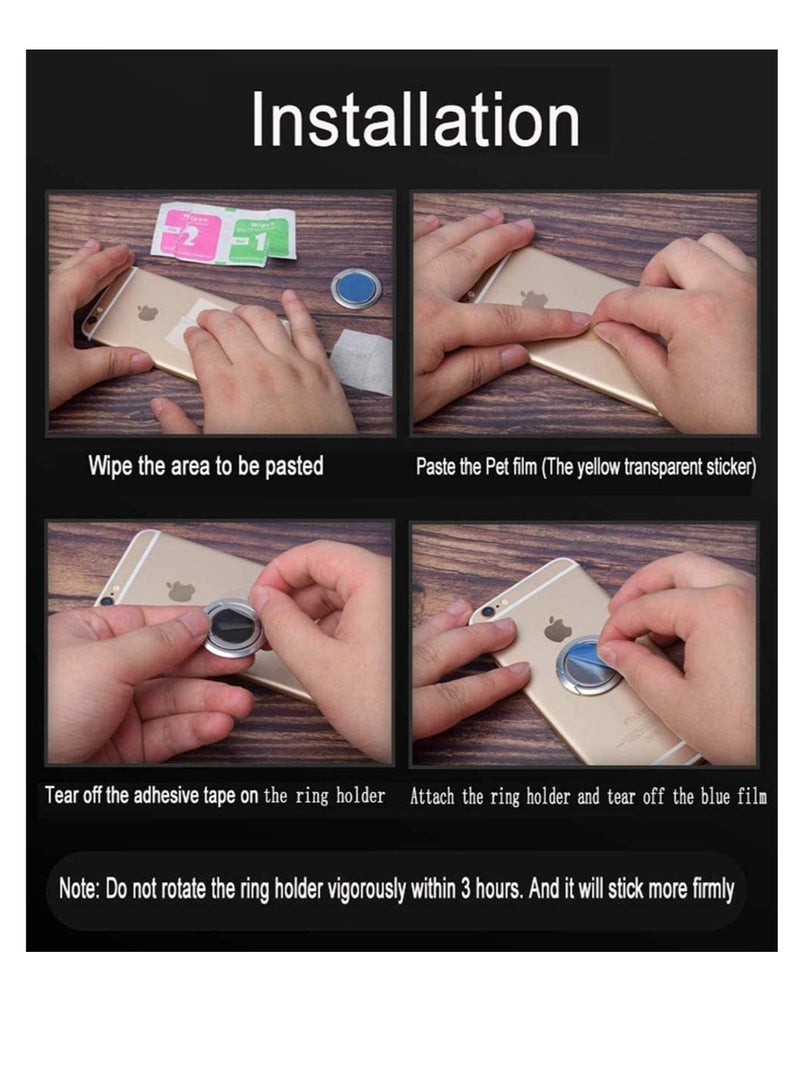 3 Pack Phone Ring Holder, Magnetic Car Grip Mobile Stand for Ultra-thin Phone Ring Frame Slimmest Phone Grip, Phone Ring Holder Universal Adjustable - Image 3