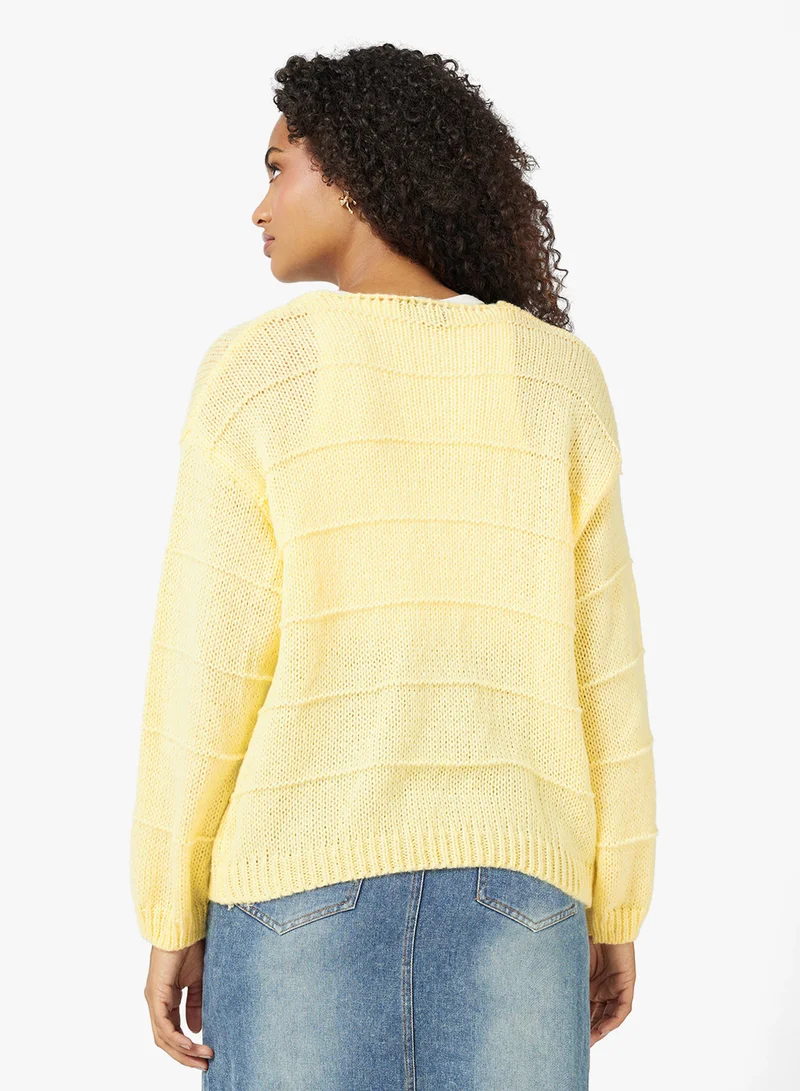 جينجر Fine Knitted Textured Cardigan
