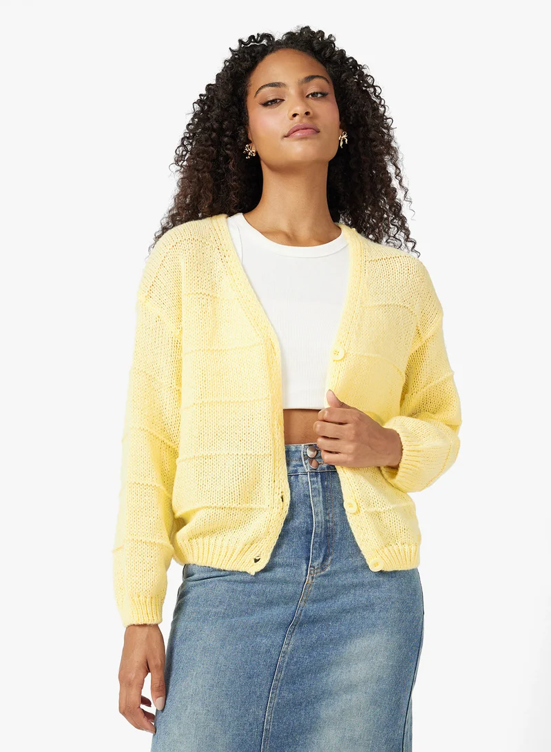جينجر Fine Knitted Textured Cardigan