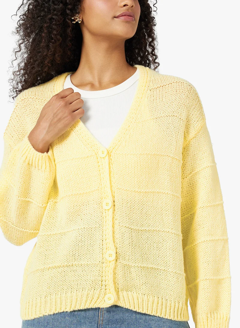 Ginger Fine Knitted Textured Cardigan