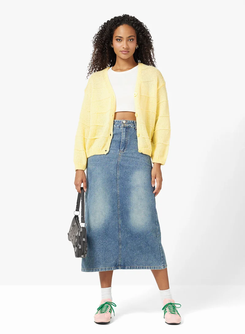 Ginger Fine Knitted Textured Cardigan